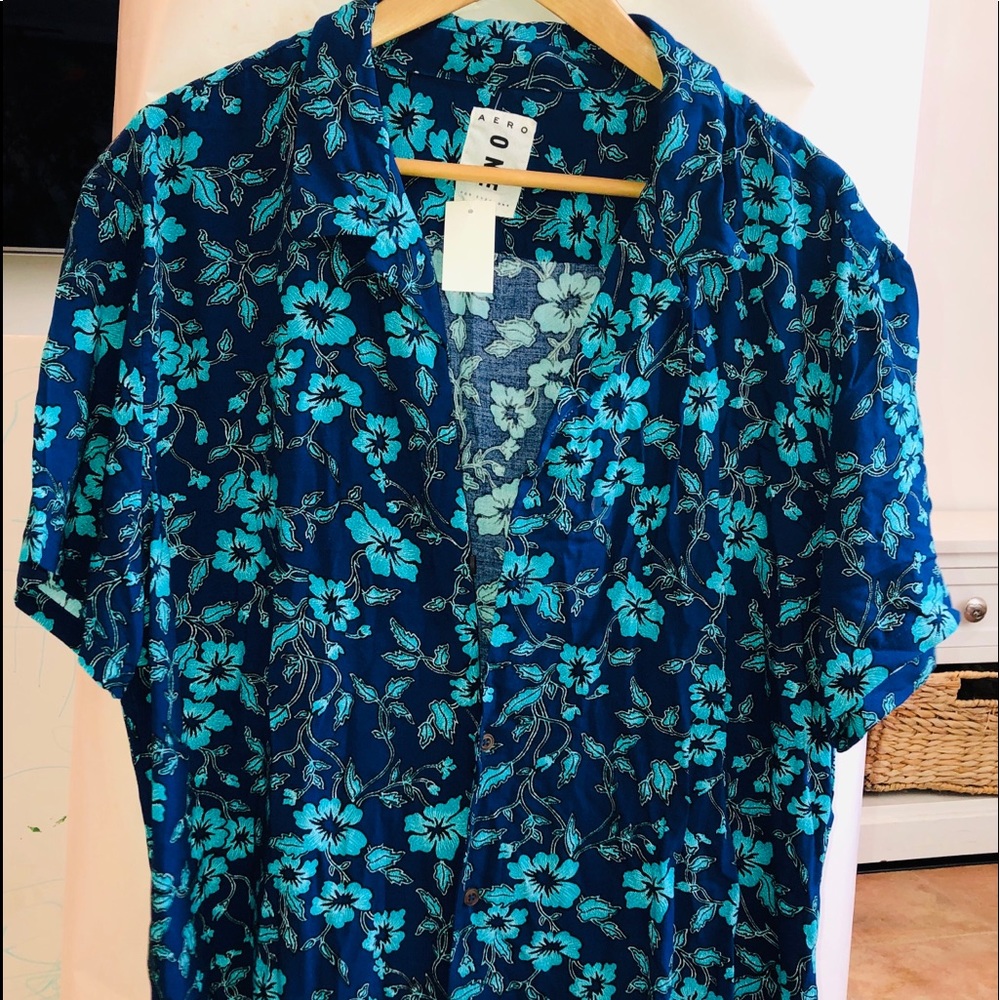 Floral short sleeve button down